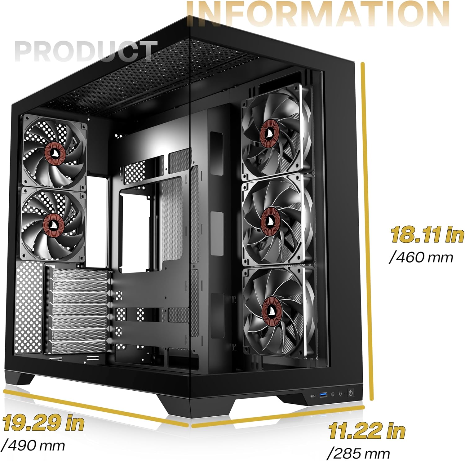 Thumbnail 1 de PCZZOI ATX Case 4 Fans
