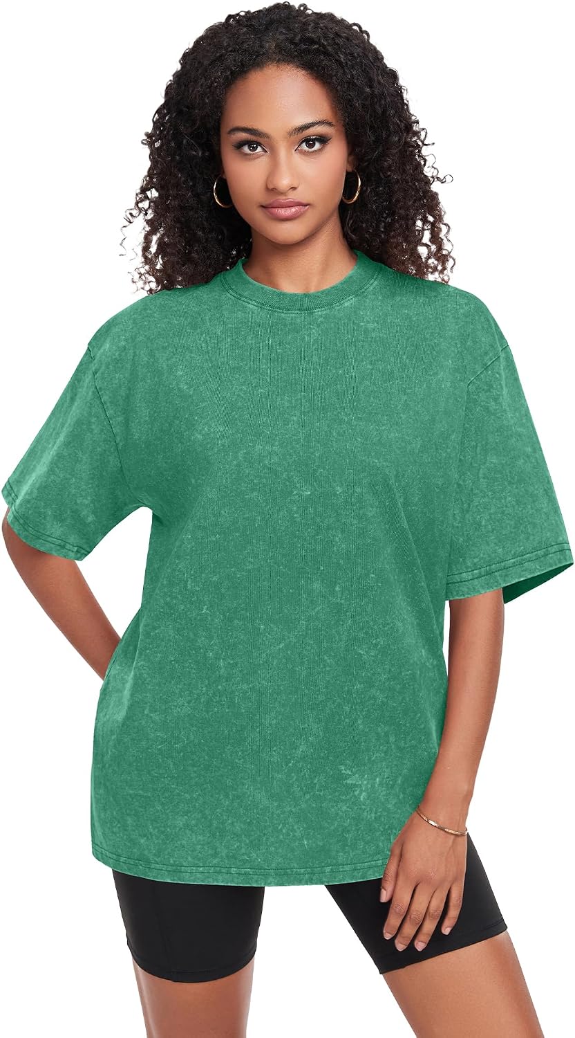 Thumbnail 2 de ADOREJOY Oversized Women's Short Sleeve Crew Neck T-Shirts (Vintage Washed, Loose Fit) - 2026