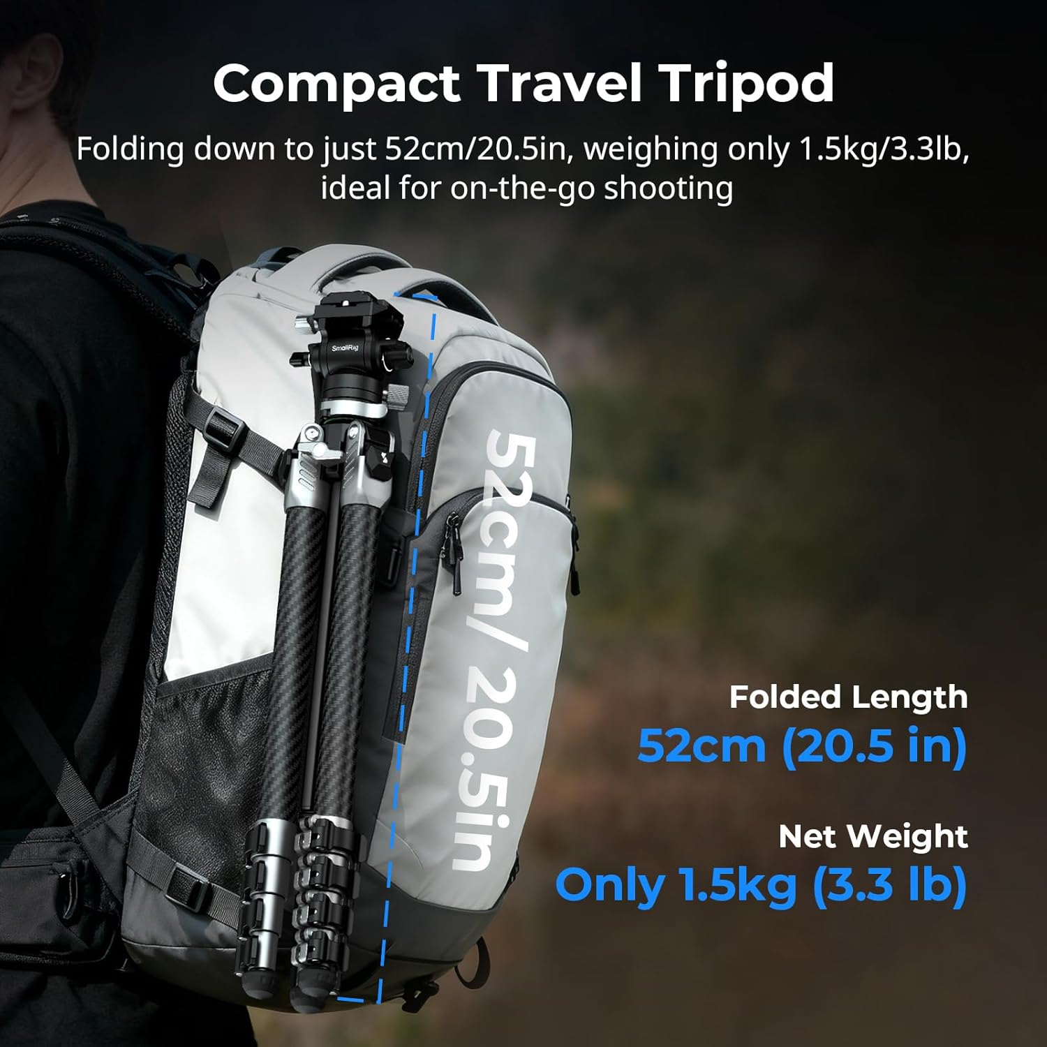 Thumbnail 2 de SmallRig AP255Pro 63" Portable Carbon Travel Tripod with Fluid Video Head (for iPhone & camera)