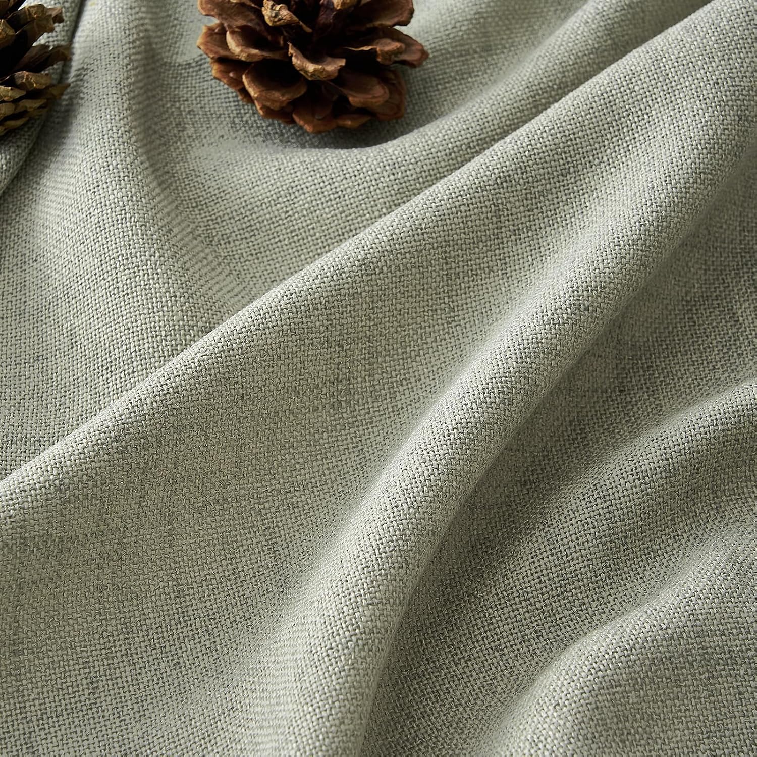 Detalle de CUTEWIND Gardinen Leinen Salbeigrün Halbtransparent 300×240 cm