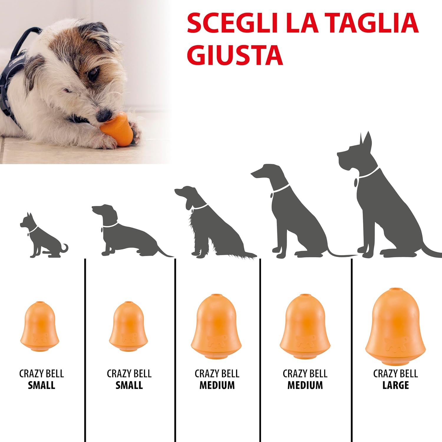 Detalle de Ferplast Gioco Cane Crazy Bell in gomma naturale: dispenser per crocchette allo snack aroma pollo