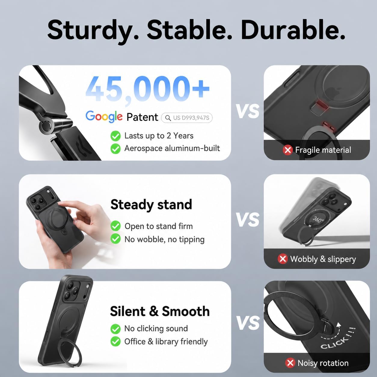 Detalle 2 de CASEKOO Ultra-Magnetic Stand for iPhone 17 Pro Max 6.9"