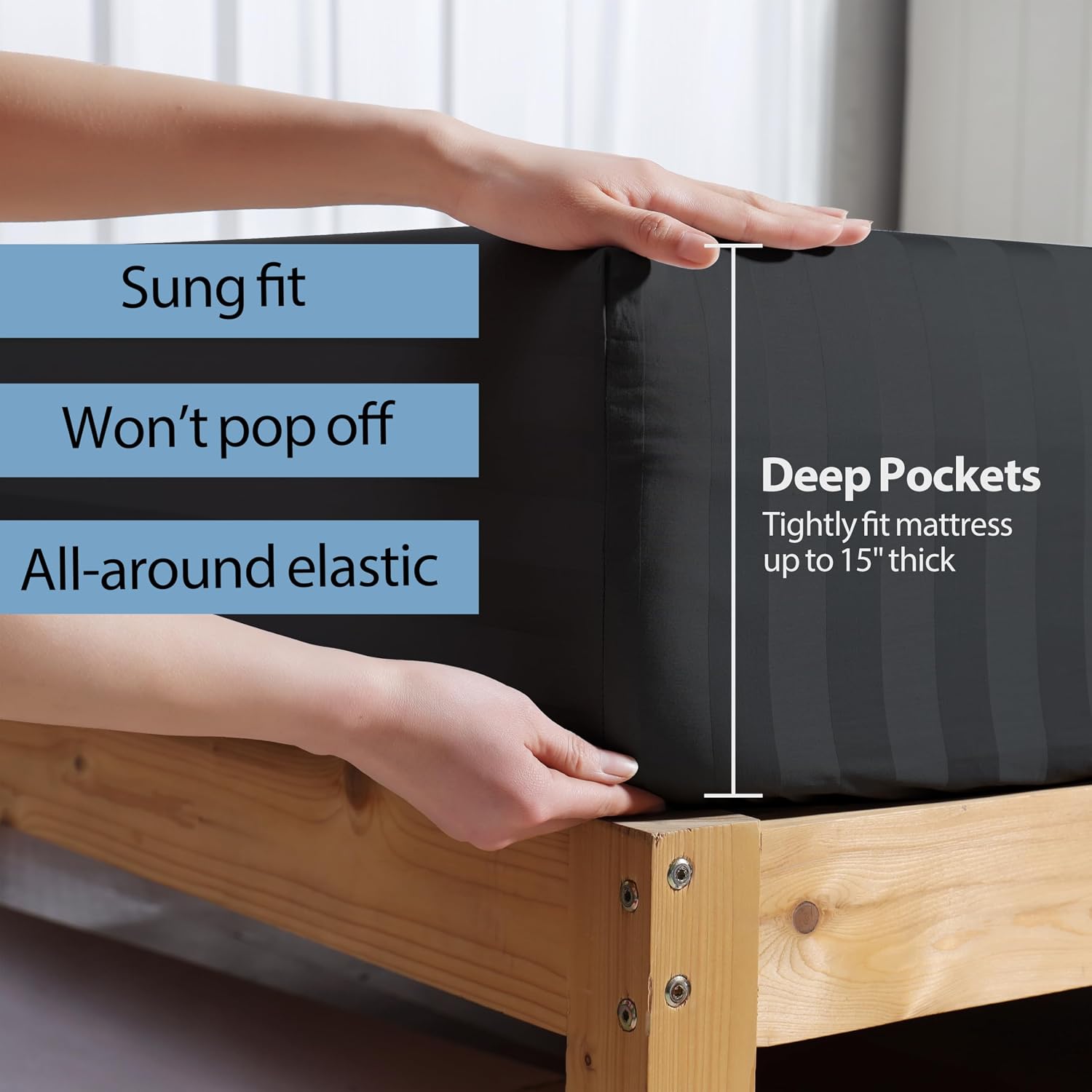 Detalle de Full Size Fitted Sheet, Egyptian Cotton
