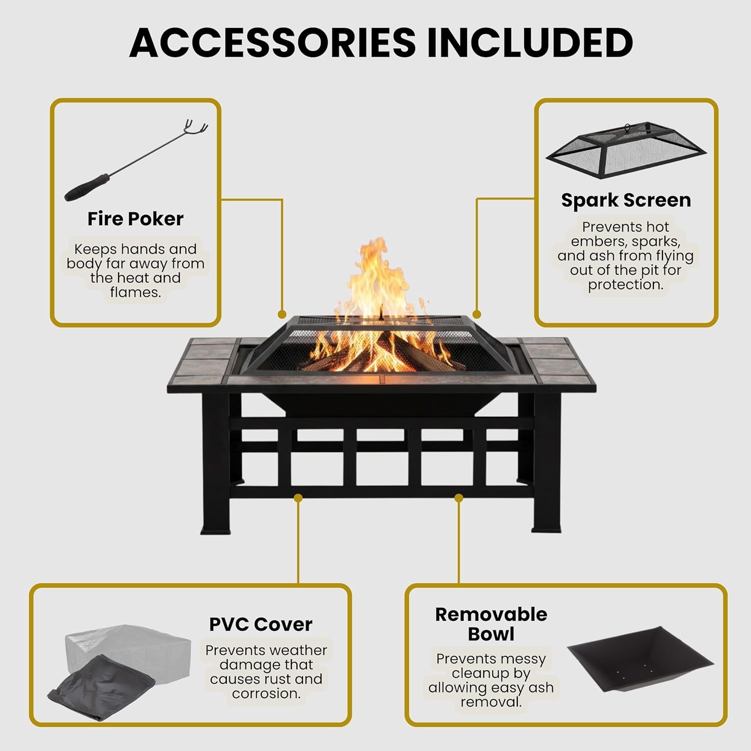 Detalle 2 de Pure Garden 37โ Marble Fire Pit ๐ช