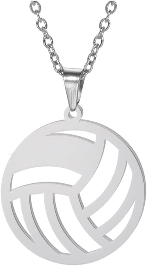Detalle de Collier volleyball creux VASSAGO en acier inoxydable – bijou sportif minimaliste ajustable