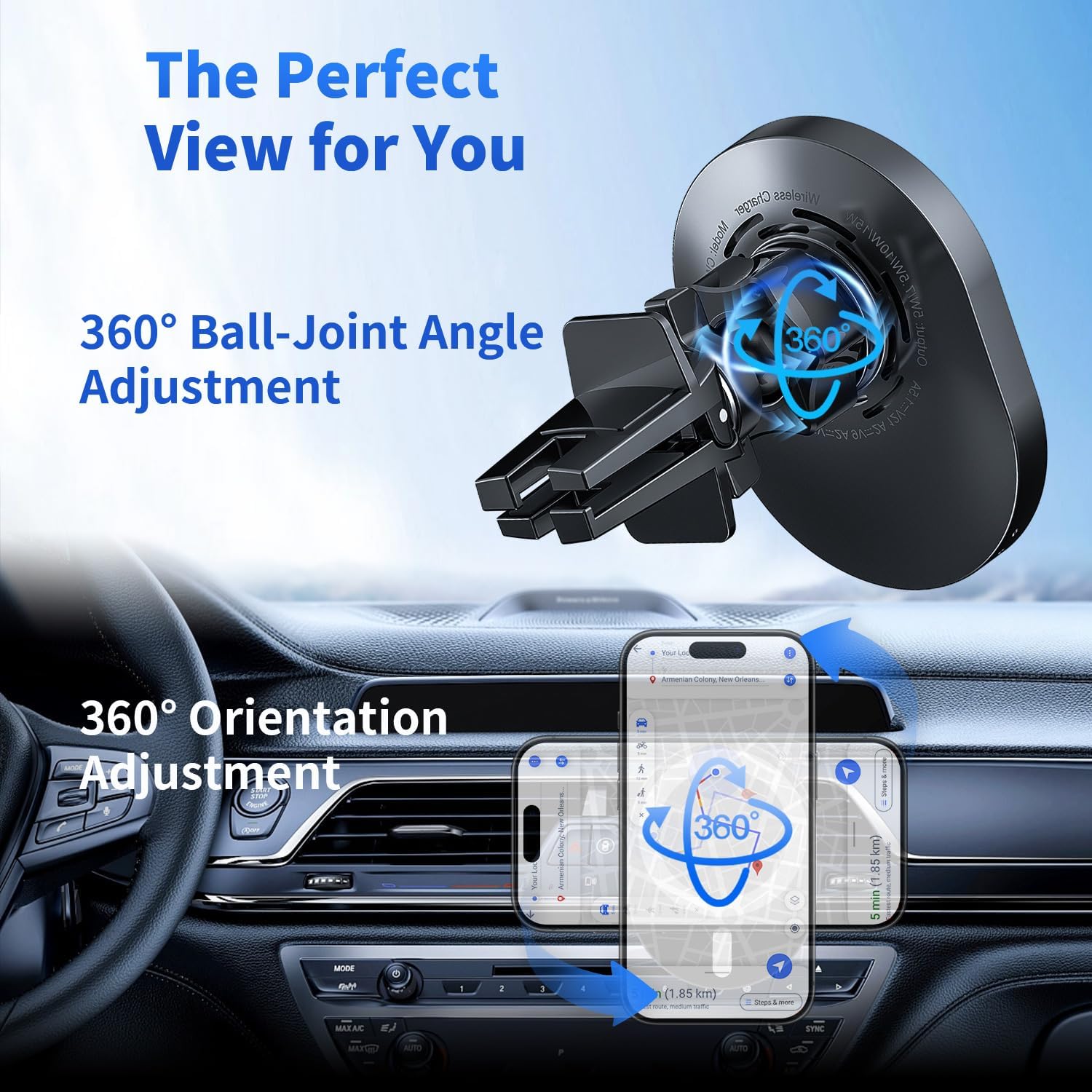 Thumbnail 5 de Magsafe Car Mount Charger 15W with 16 N55 Magnets