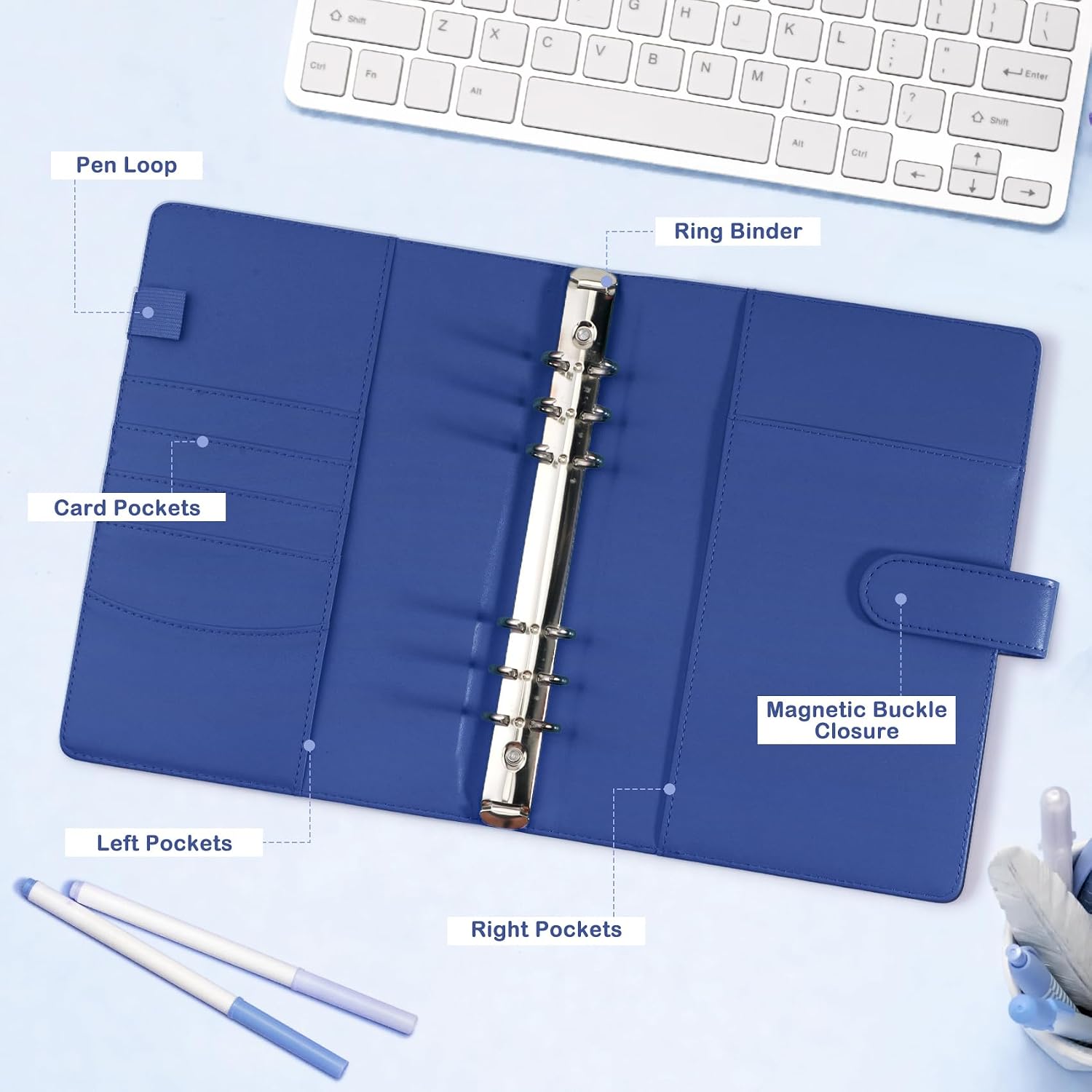 Detalle 2 de A5 K-pop Photocard Binder with 30 Pack 4-Pocket Pages, 6-Ring Album (240 card slots) and PU Leather Magnetic Closure