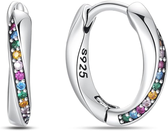 Detalle de KUNSIR 925 Sterling Silver Hoop Earrings for Women