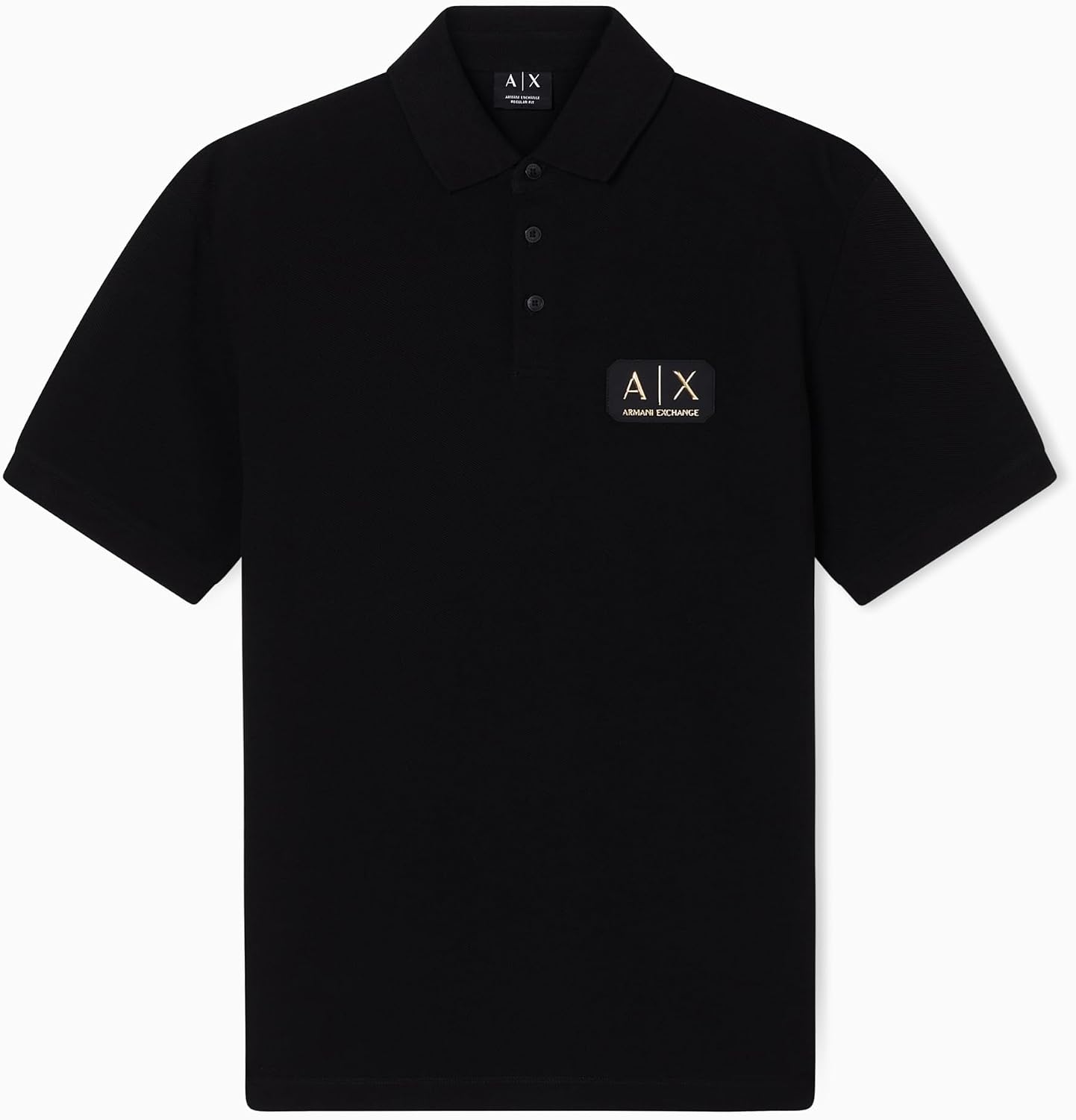 Detalle de Armani Exchange Black and Gold Capsule Polo Homme - Patch Logo