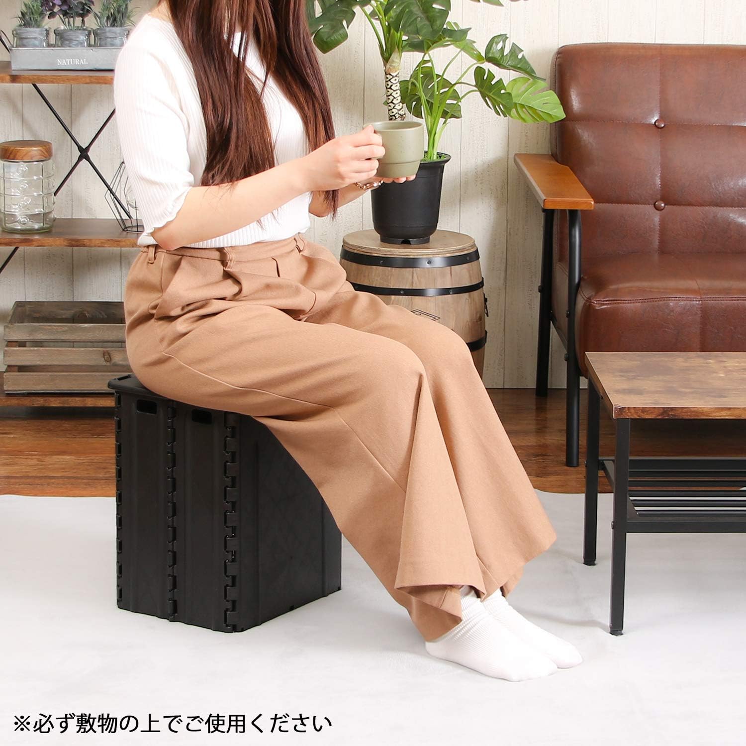 Detalle 1 de 不二貿易 86105 折りたたみ収納スツール ブラック・耐荷重80kg