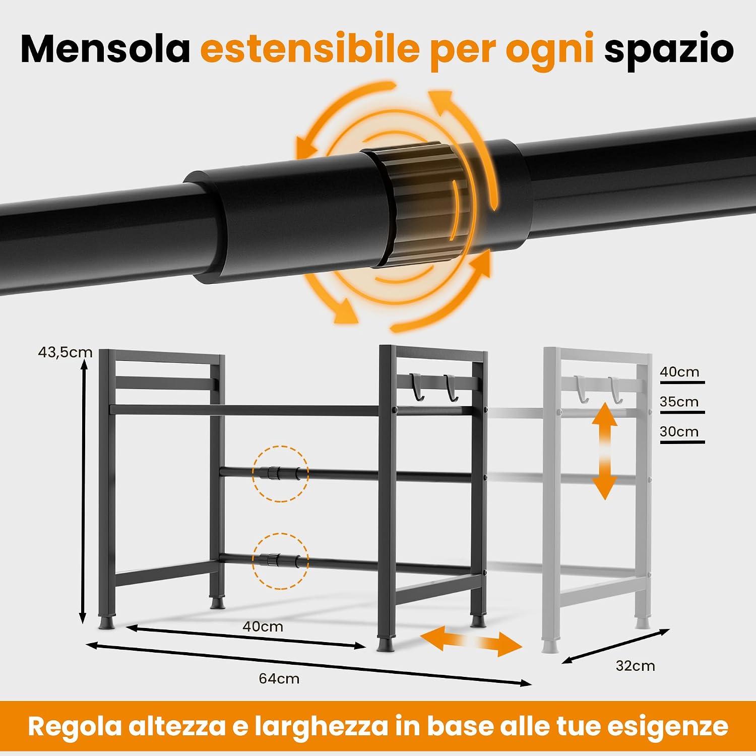 Thumbnail 1 de Heldenwunder Mensola MobileCucina Salvaspazio in Acciaio (2 Ripiani) per Microonde: Versatile e Regolabile