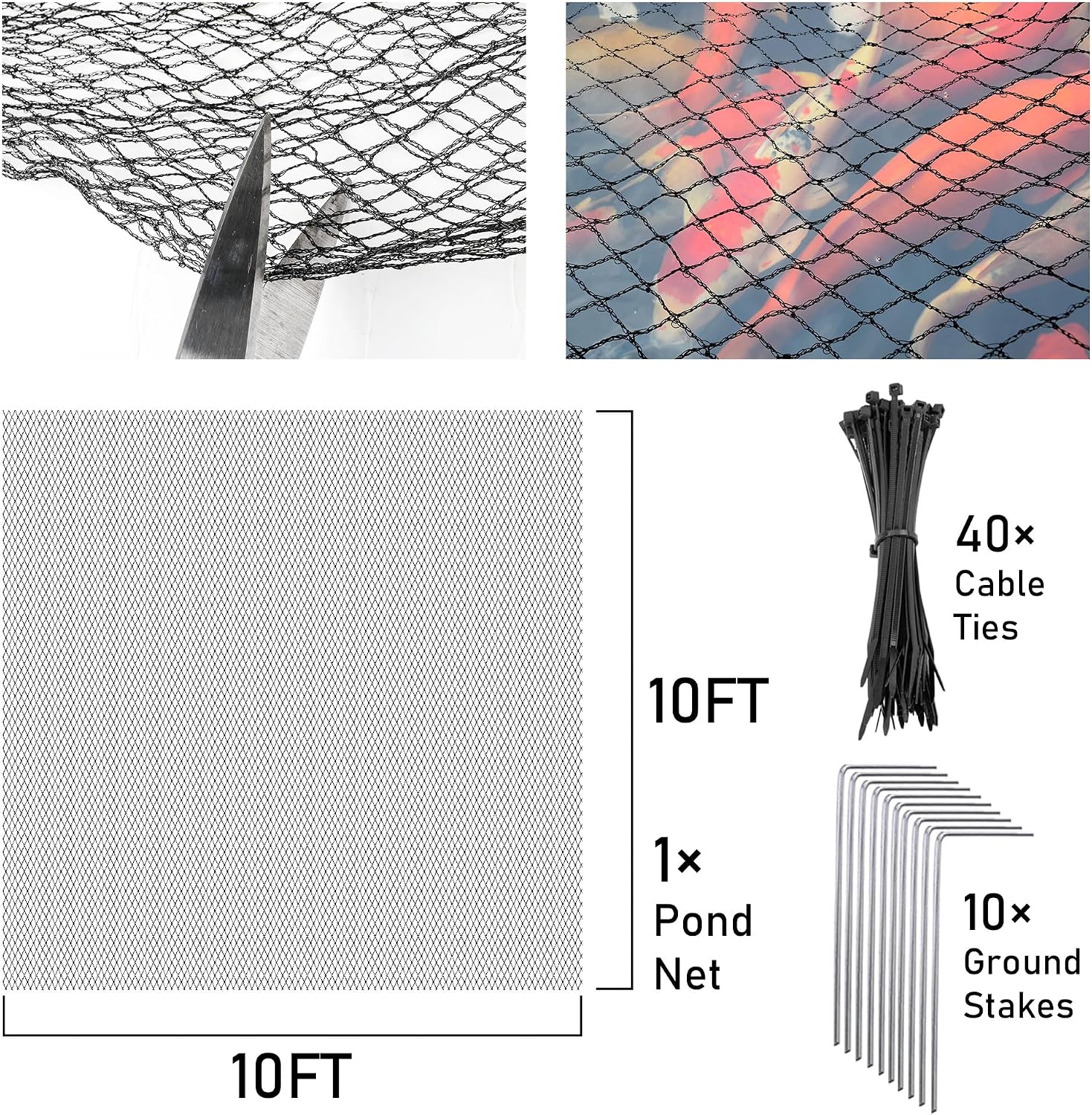 Detalle de UNIFAMILY 4.5m x 4.5m Pond Netting – Black Koi Pond Net Kit