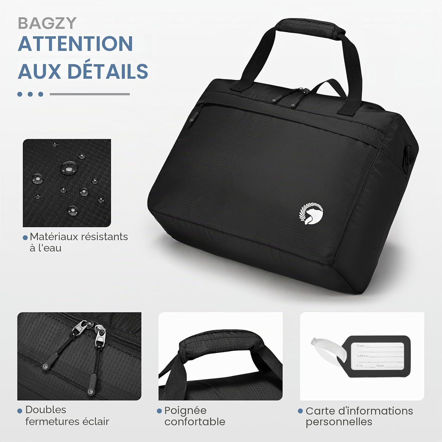 Thumbnail 4 de BAGZY Sac de Voyage 40×30×15 cm — cabines, léger et imperméable, 20 L
