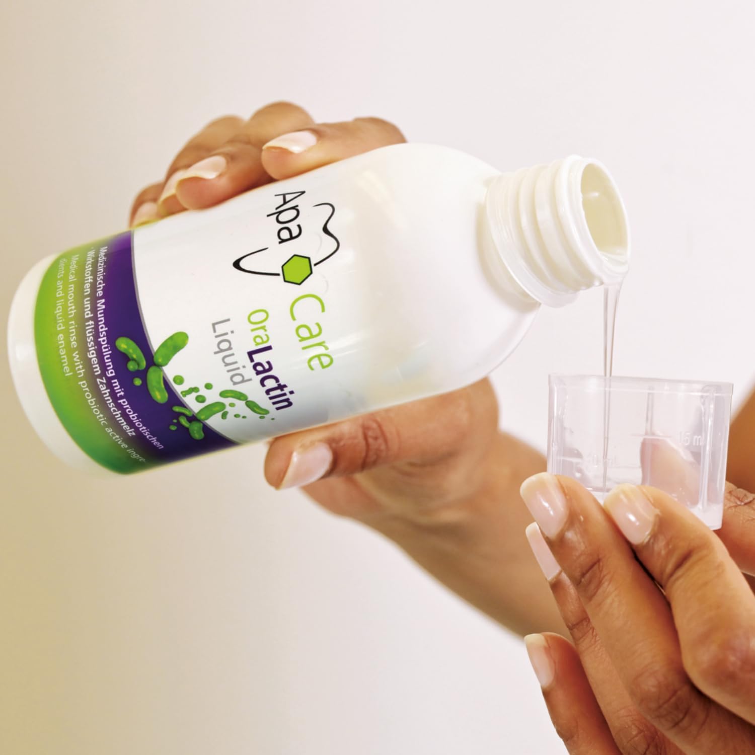 Detalle de ApaCare OraLactin Liquid: alkoholfreie Mundspülung mit Hydroxylapatit und Präbiotika (2x200 ml)