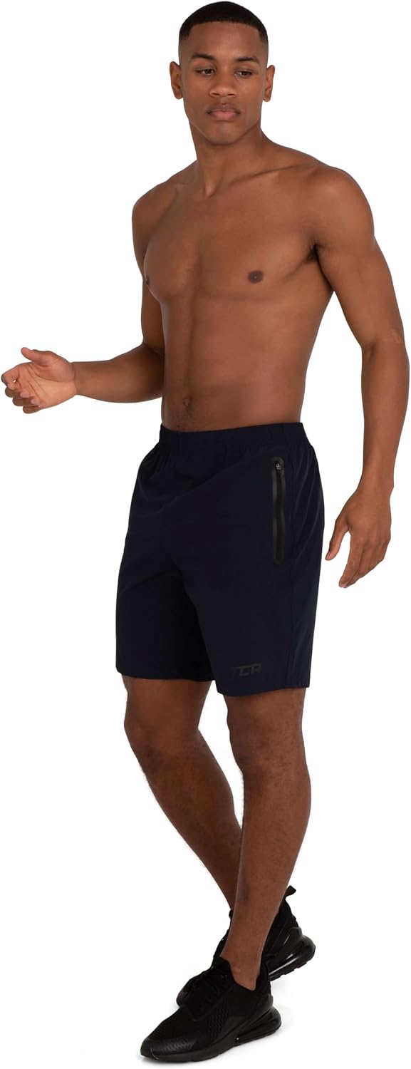 Detalle de TCA Laufhose für Herren Kurz – kurze Sporthose mit Reißverschlusstaschen