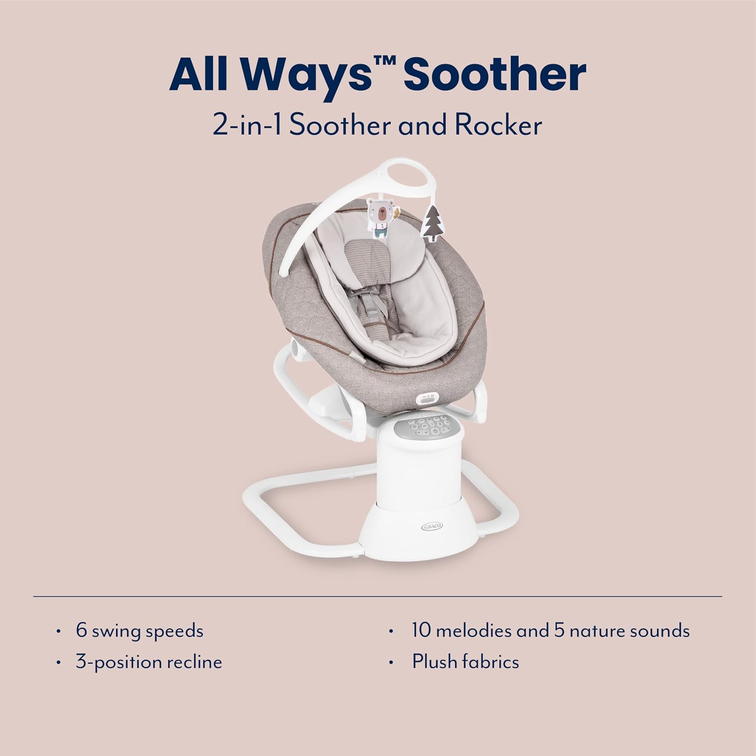 Detalle 2 de Graco All Ways Soother 2-in-1 Baby Swing and Portable Rocker (Little Adventures) – Birth to 6 Months