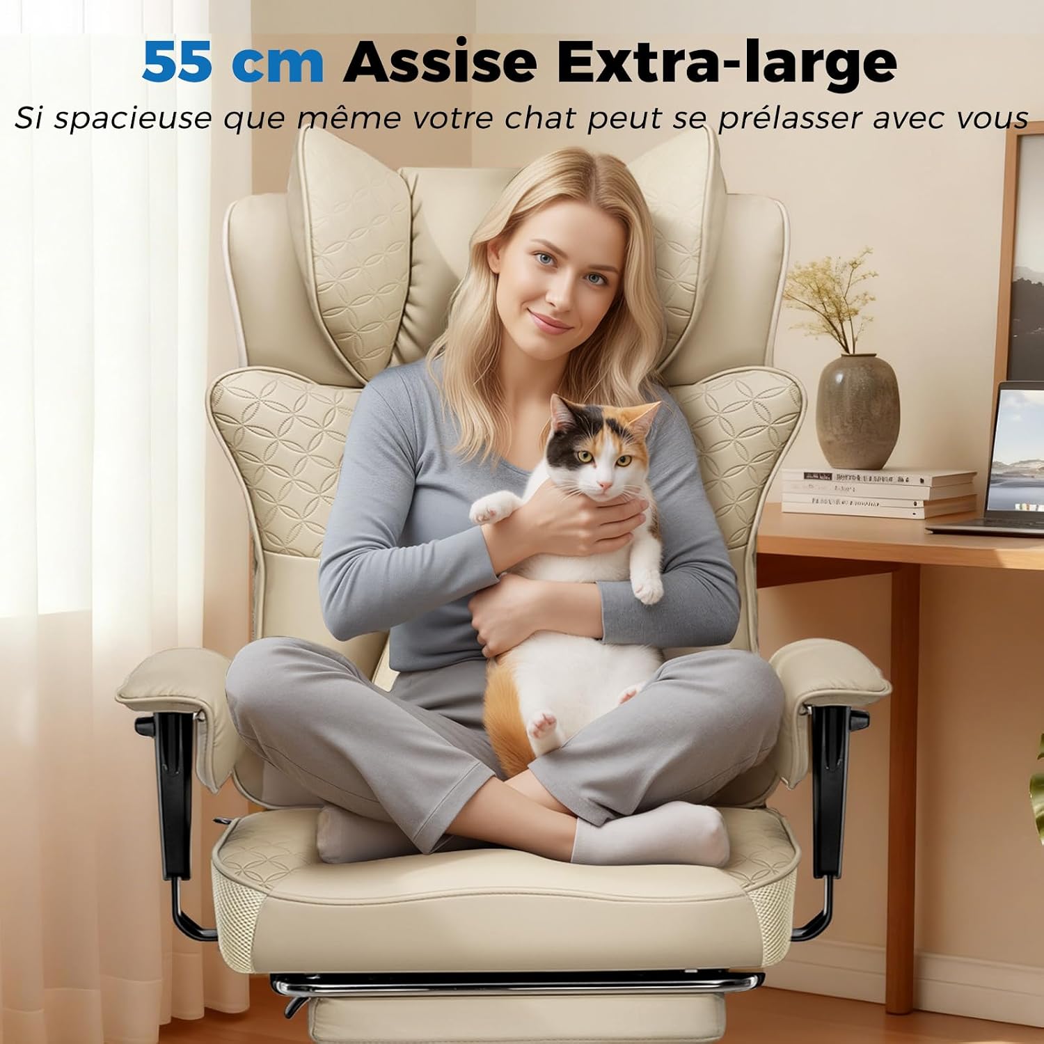 Thumbnail 6 de GTPLAYER Chaise de Bureau Ergonomique avec Repose-Pieds — Grand format, similicuir PU