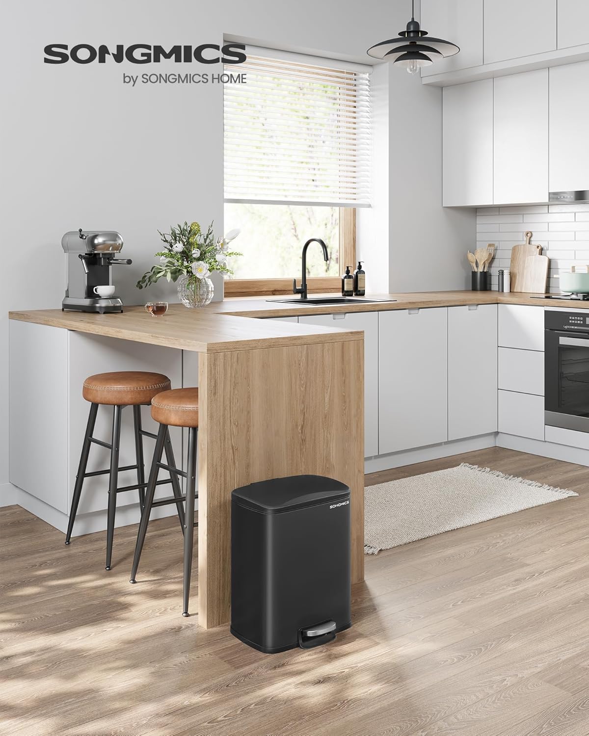 Detalle de SONGMICS LTB543B01 pattumiera da cucina da 20 L con coperchio a chiusura morbida