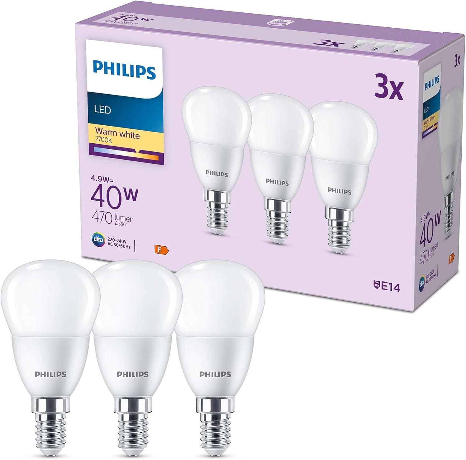 Thumbnail 5 de Philips LED E14 Candela – confezione da 6 lampadine, equivalente a 40 W, luce bianca calda 2700K