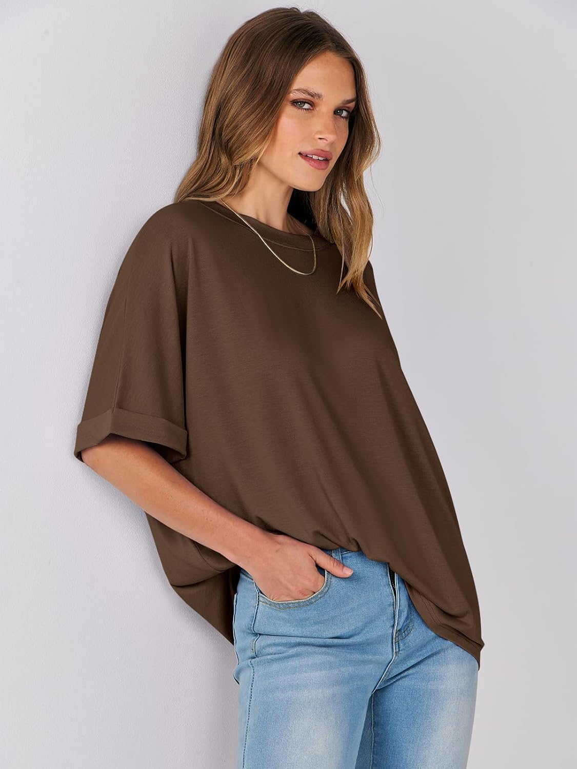 Thumbnail 6 de Cuptacc Damen Oversize Shirt – lockeres Basic-Top mit Tunika-Länge