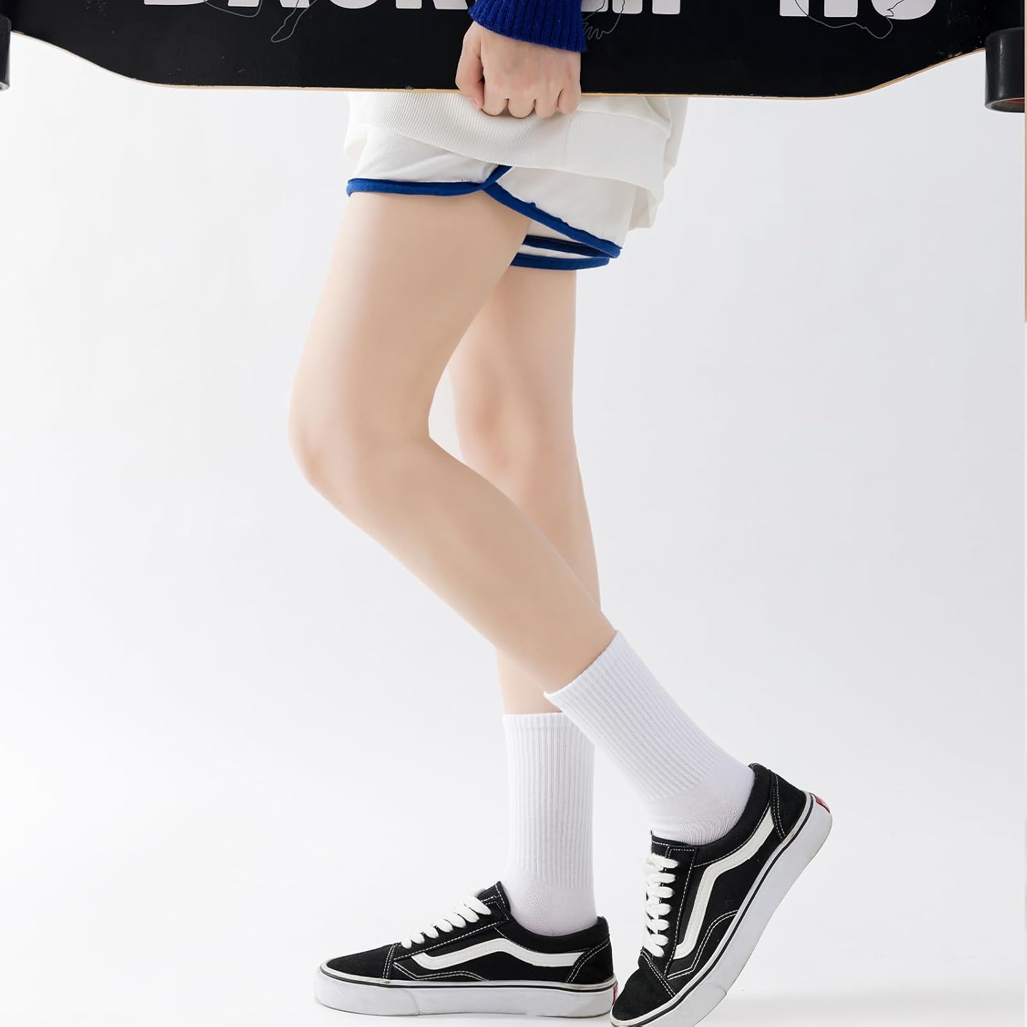Detalle 2 de VoJoPi Women's Crew Socks, 5 Pairs, Lightweight Combed Cotton, Calf Length