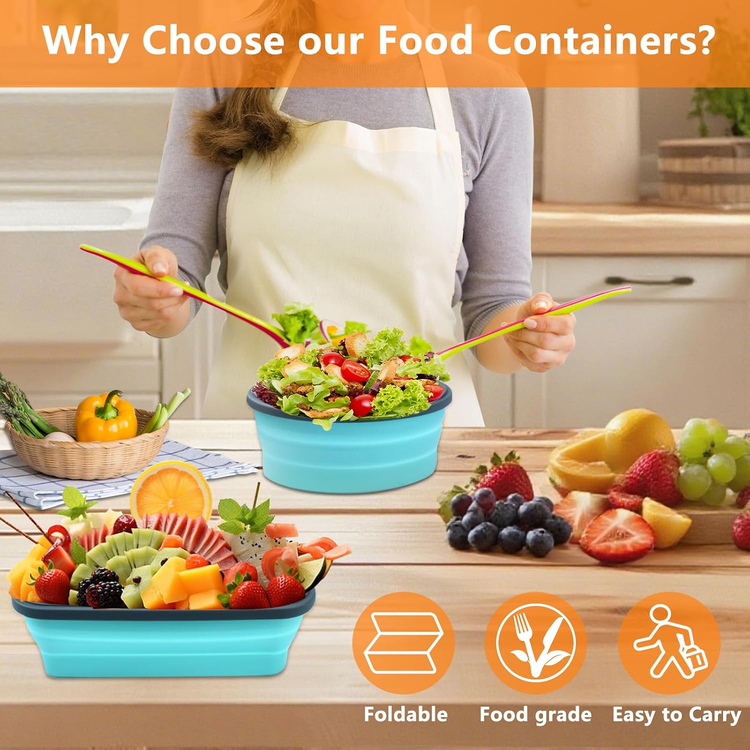 Detalle 1 de Swihorab Collapsible Food Storage Containers, Silicone