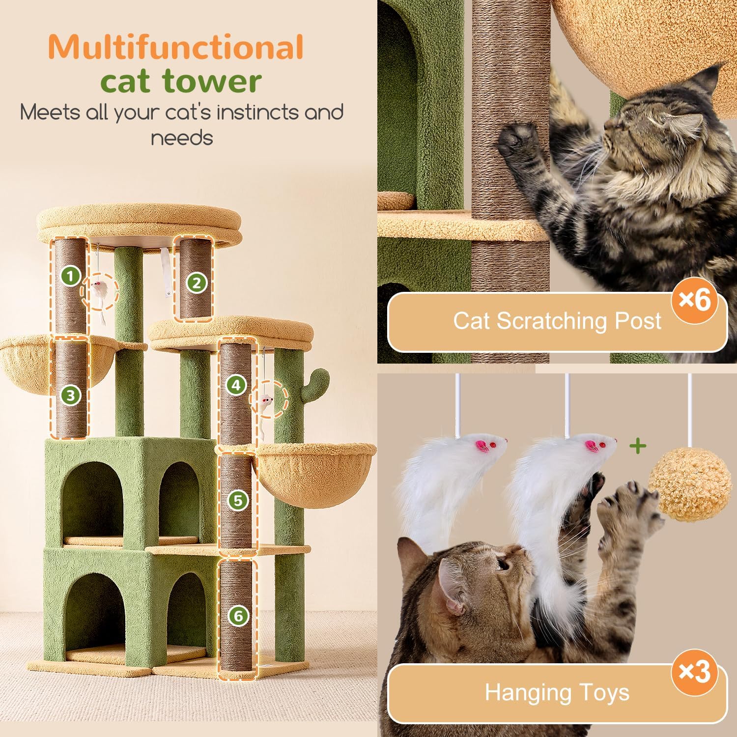 Detalle 1 de Globlazer Cat Tree Tower, 63-Inch