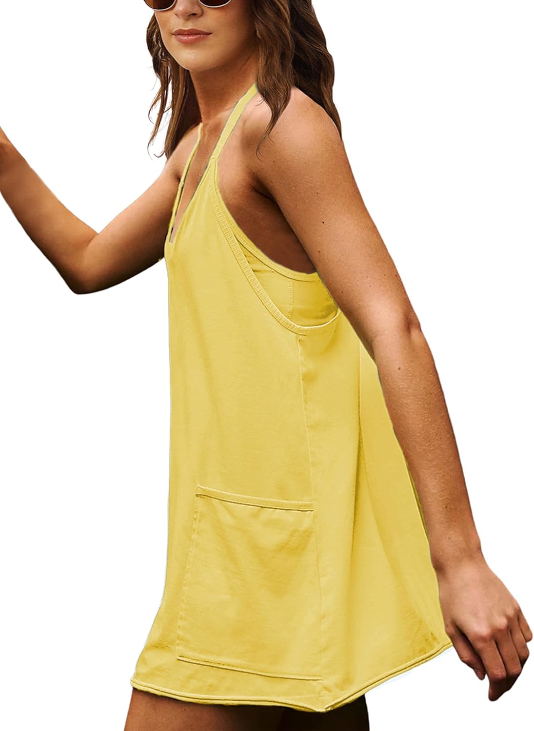 Thumbnail 2 de Zhiyouni Women’s Summer Sleeveless Mini Dress with Built-in Shorts and Pockets