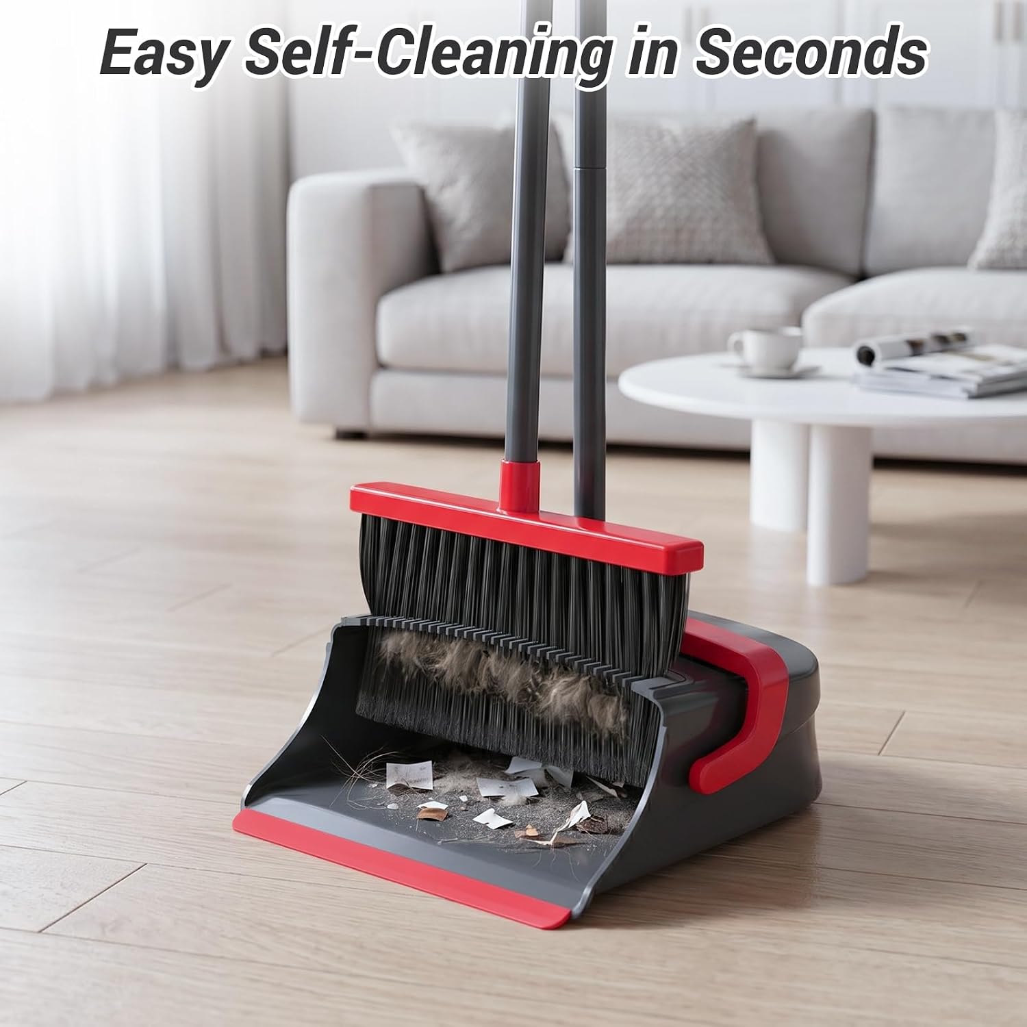 Thumbnail 4 de Zeawec Broom with Dustpan Combo Set — Long-Handle, Self-Cleaning, Pet Hair & Dust Cleanup