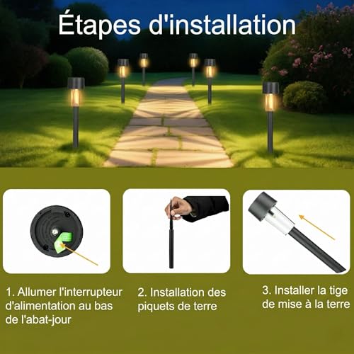 Thumbnail 6 de Hqynss Lampes Solaires Extérieur Jardin – Lot de 12, IP65, Éclairage Blanc Chaud 3000K