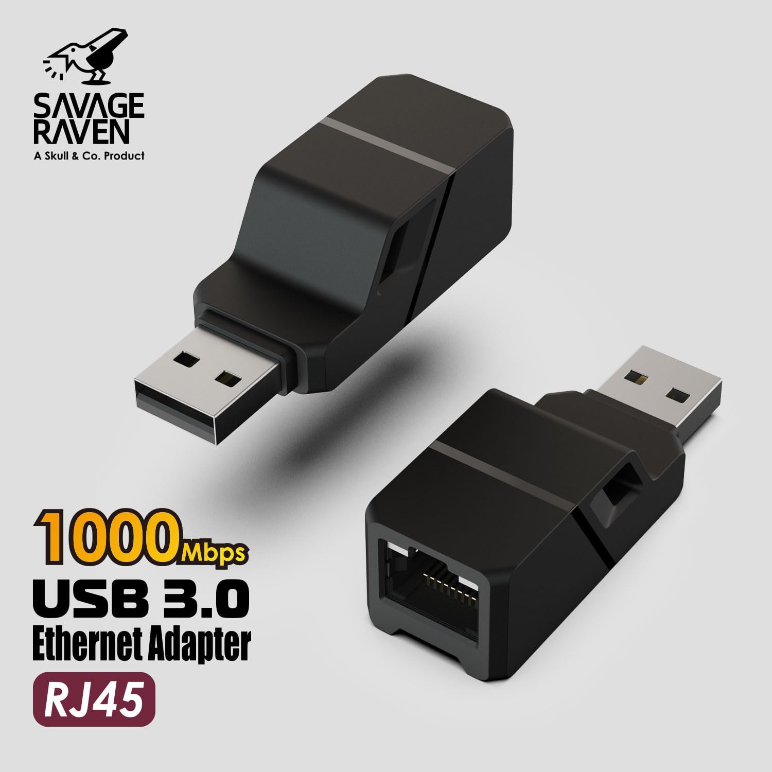 Thumbnail 1 de Skull & Co. Ethernet Adapter: 1000Mbps USB 3.0 RJ45 Adapter (Jet Black)