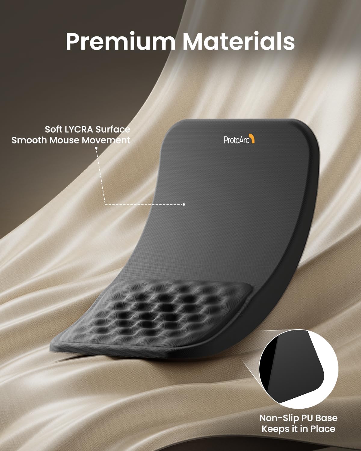 Detalle 1 de ProtoArc MP50 Ergonomic Mouse Pad with Wrist Support, Lycra Surface, 8° Slope
