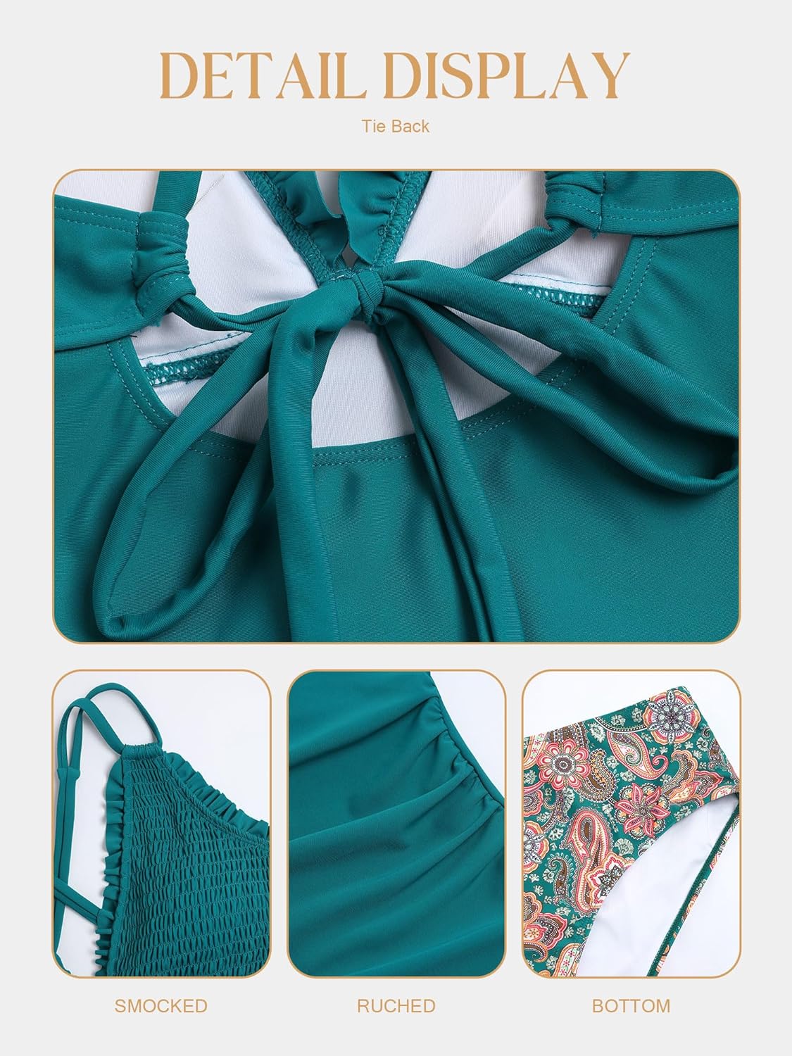 Thumbnail 6 de ZAFUL Womens Tankini Swimsuits Smocked 2 Piece Bathing Suit