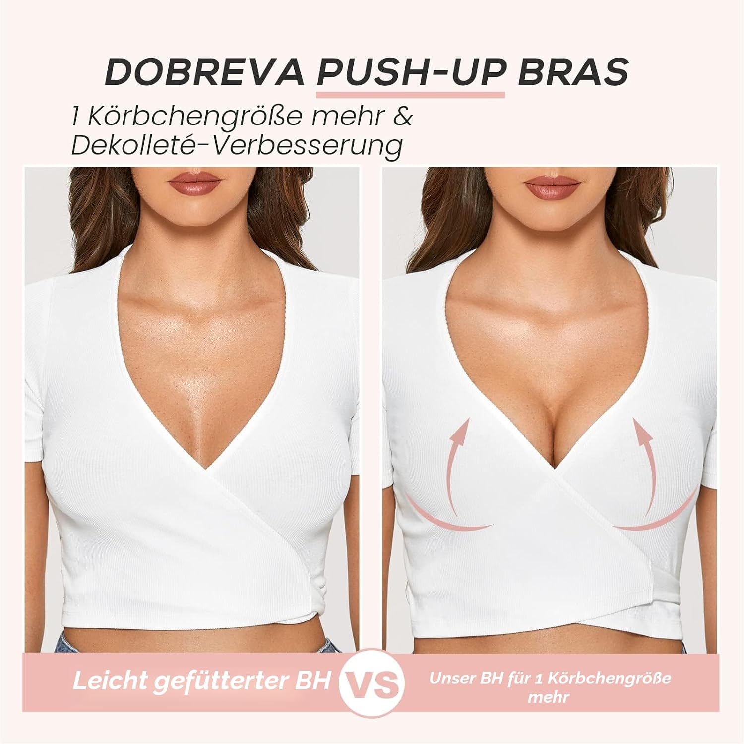 Thumbnail 1 de DOBREVA Damen Push Up BH mit Spitze gepolstert, Plunge, Bügel, Vollschalen – Gemoldete Cups