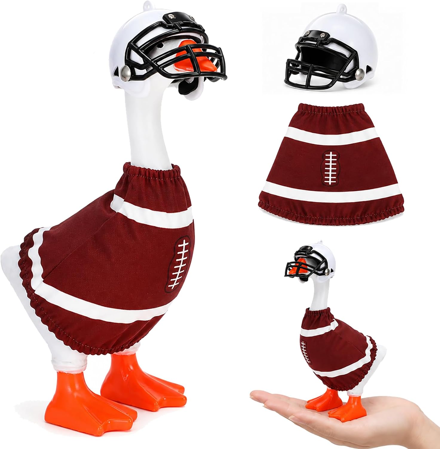 SECVOY 7-Inch Desk Goose Football Outfit with Red Jersey and Helmet