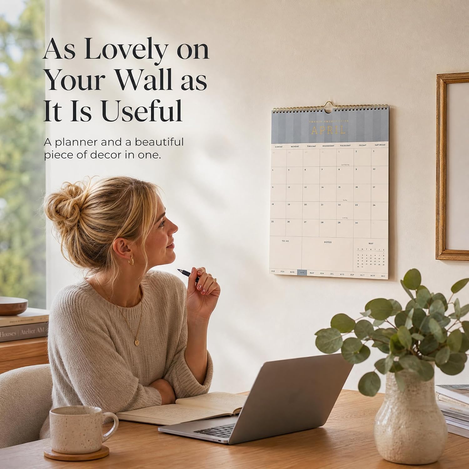 Detalle 2 de ZICOTO 2026–2027 Wall Calendar, June 2026–December 2027, Striped Design