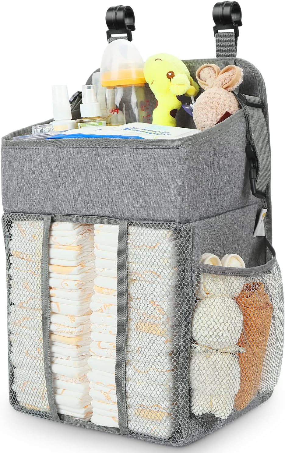 Detalle de Maliton HDB003-GREY Hanging Diaper Organizer, 2-Tier with 4 Mesh Pockets
