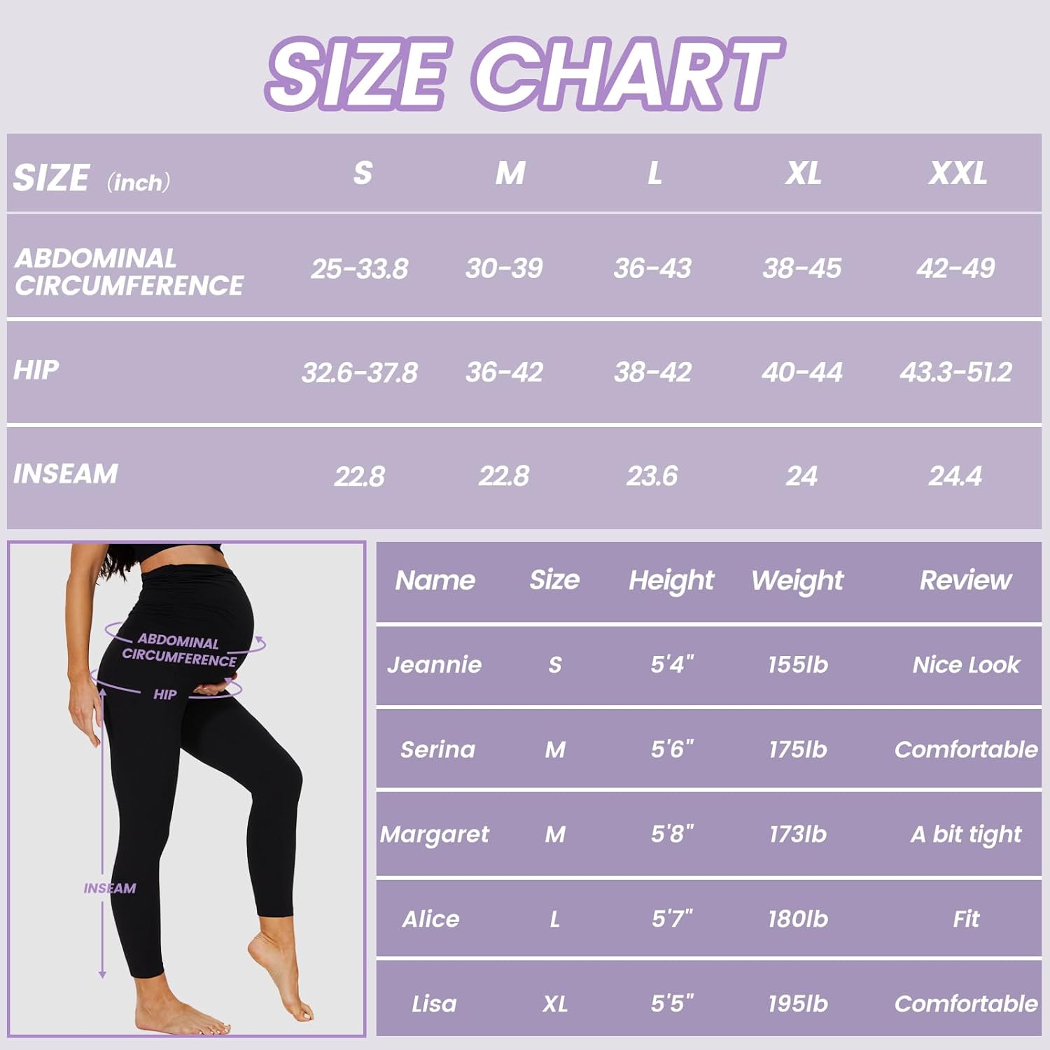 Thumbnail 5 de DDOBB 2-Pack Maternity Leggings Over Bump with Pockets, High-Waist Belly Support (Black)