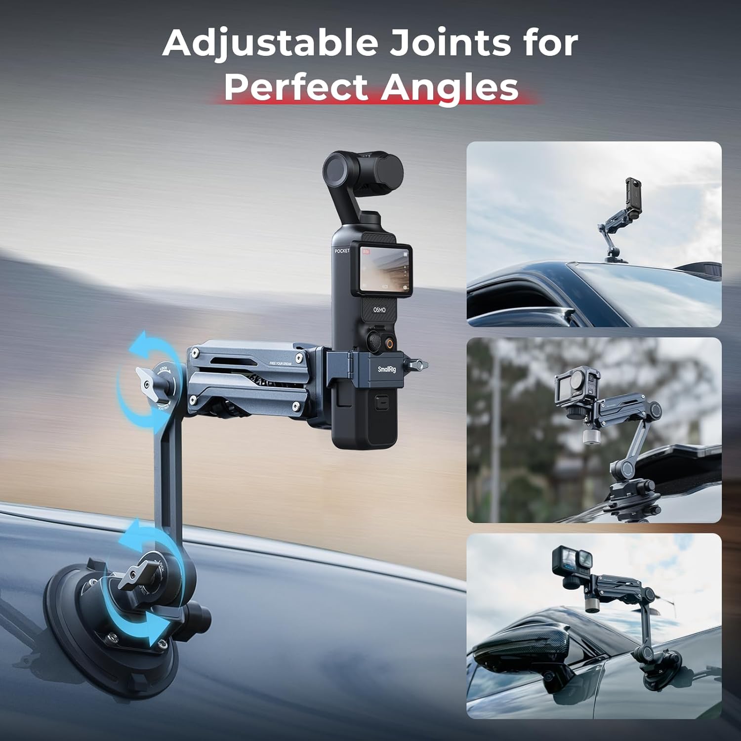 Thumbnail 6 de SMALLRIG Mini Shock Absorber Arm 4-inch Vacuum Suction Cup (5123) for DJI Osmo Pocket 4/3, GoPro HERO13 & Insta360 X4