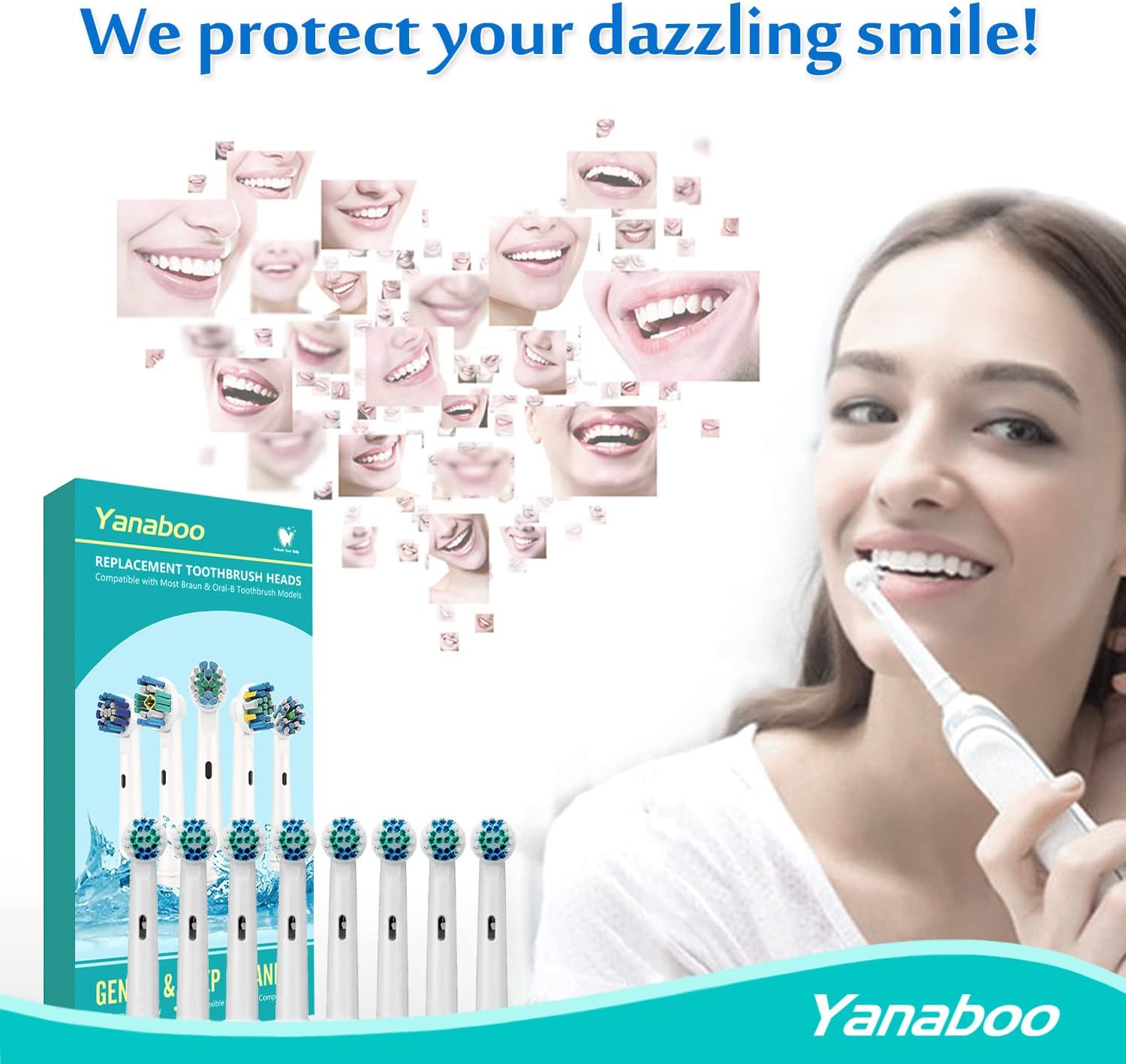 Thumbnail 6 de Yanaboo compatible replacement toothbrush heads for Braun & Oral-B electric models (8 pack, white)