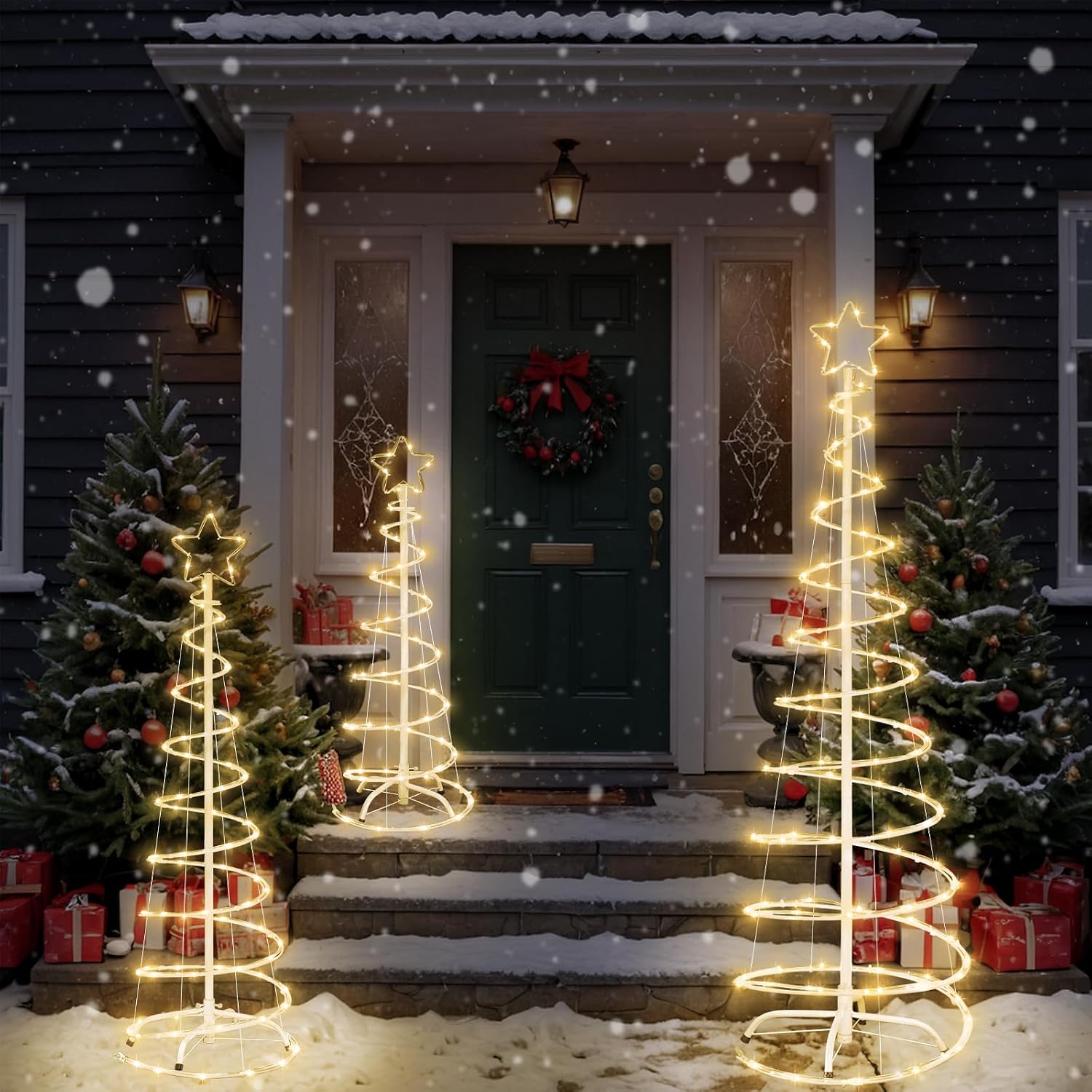 Detalle de FLAGLY 778 Lighted Christmas Spiral Trees, 3/4/5 ft, Warm White LEDs