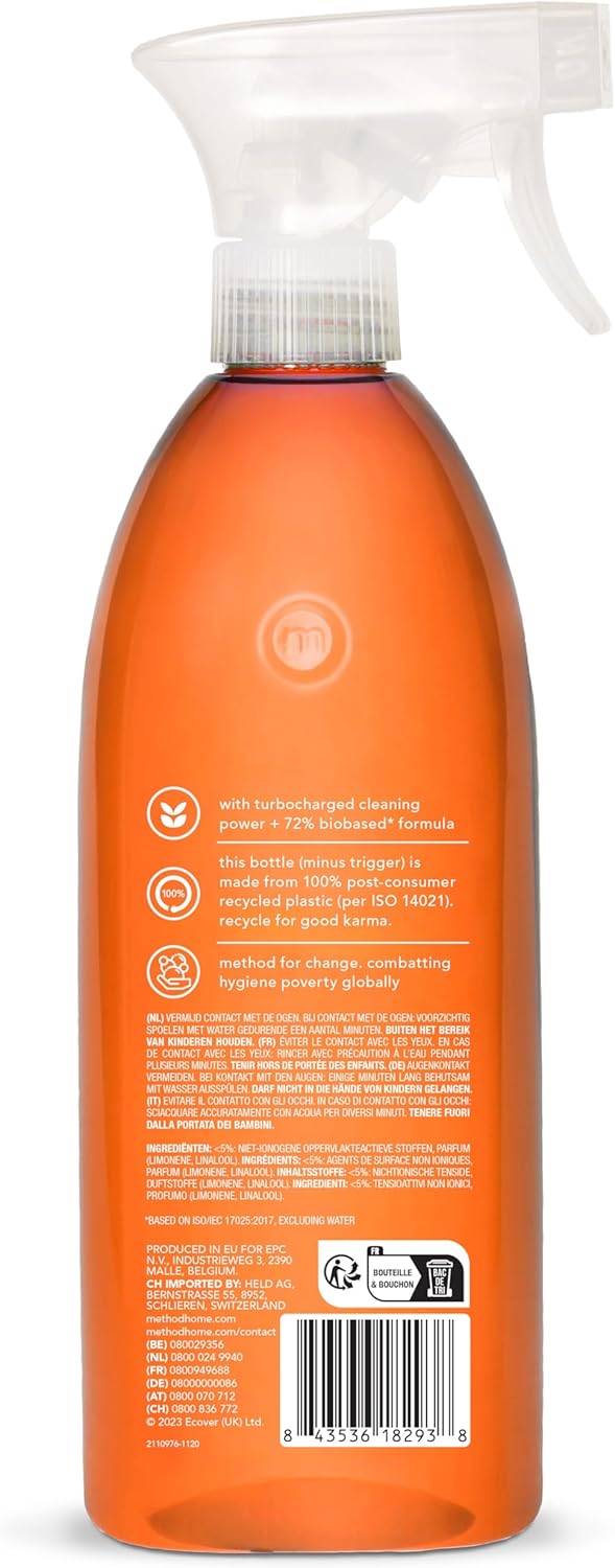 Detalle de Method Küchenreiniger Spray – kraftvoller Allzweckreiniger für die Küche, Clementinenduft, 828 ml