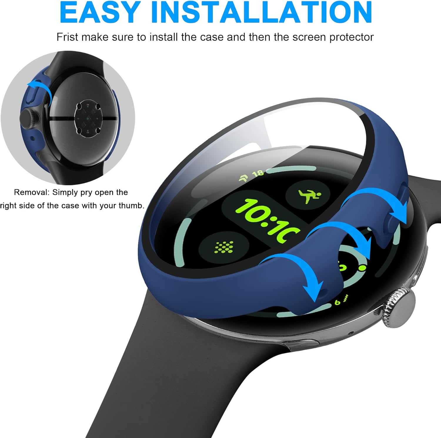 Thumbnail 4 de Tiorecime 10-Pack Case for Google Pixel Watch 3/2/1 (41mm) with Tempered Glass Screen Protector