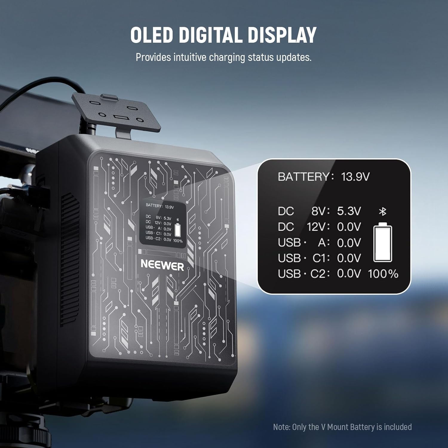 Thumbnail 6 de NEEWER PS099S Mini batteria V-Mount 6800mAh 99Wh con controllo app OLED e ricarica rapida PD 100W