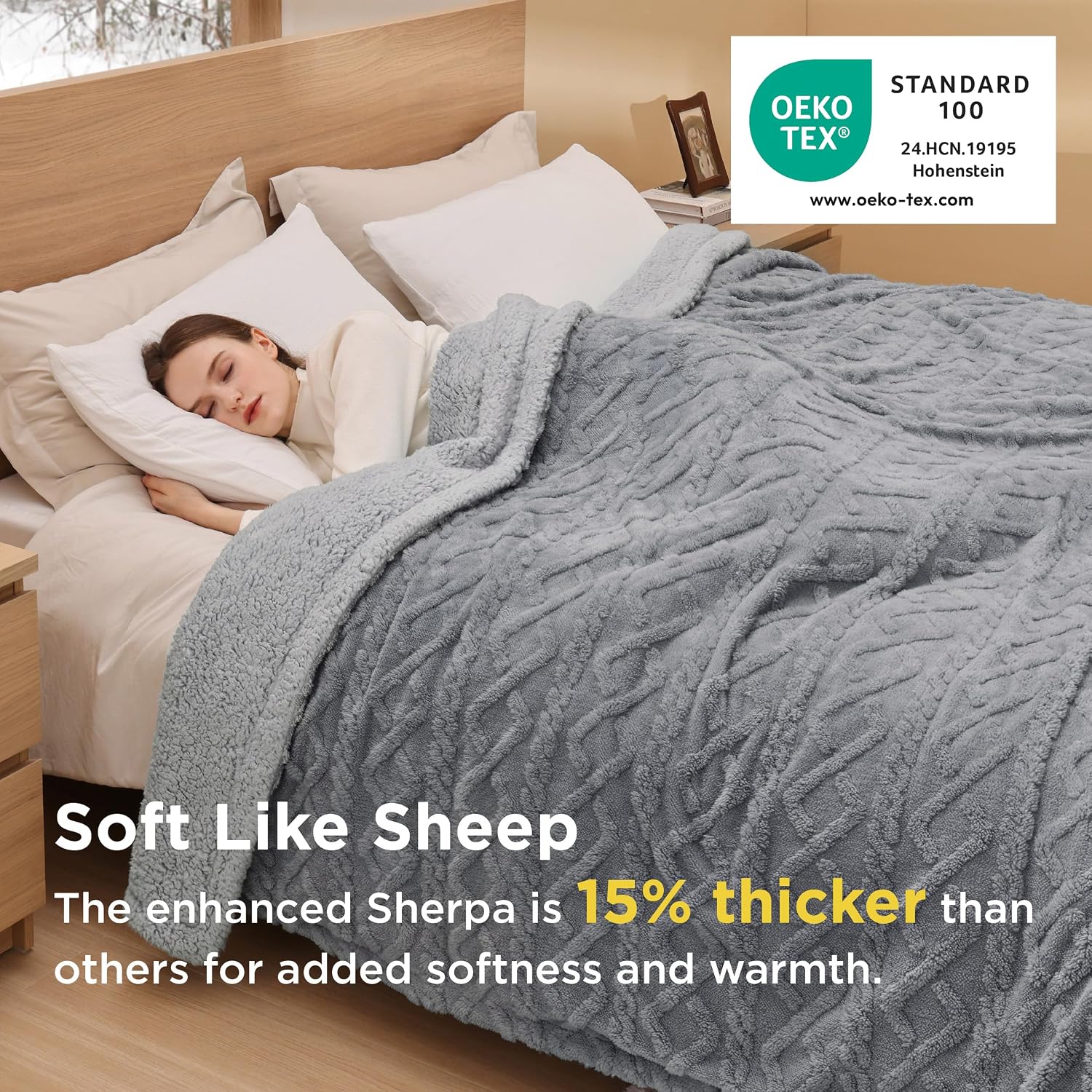 Detalle 2 de Bedsure Sherpa throw blanket 150x200cm