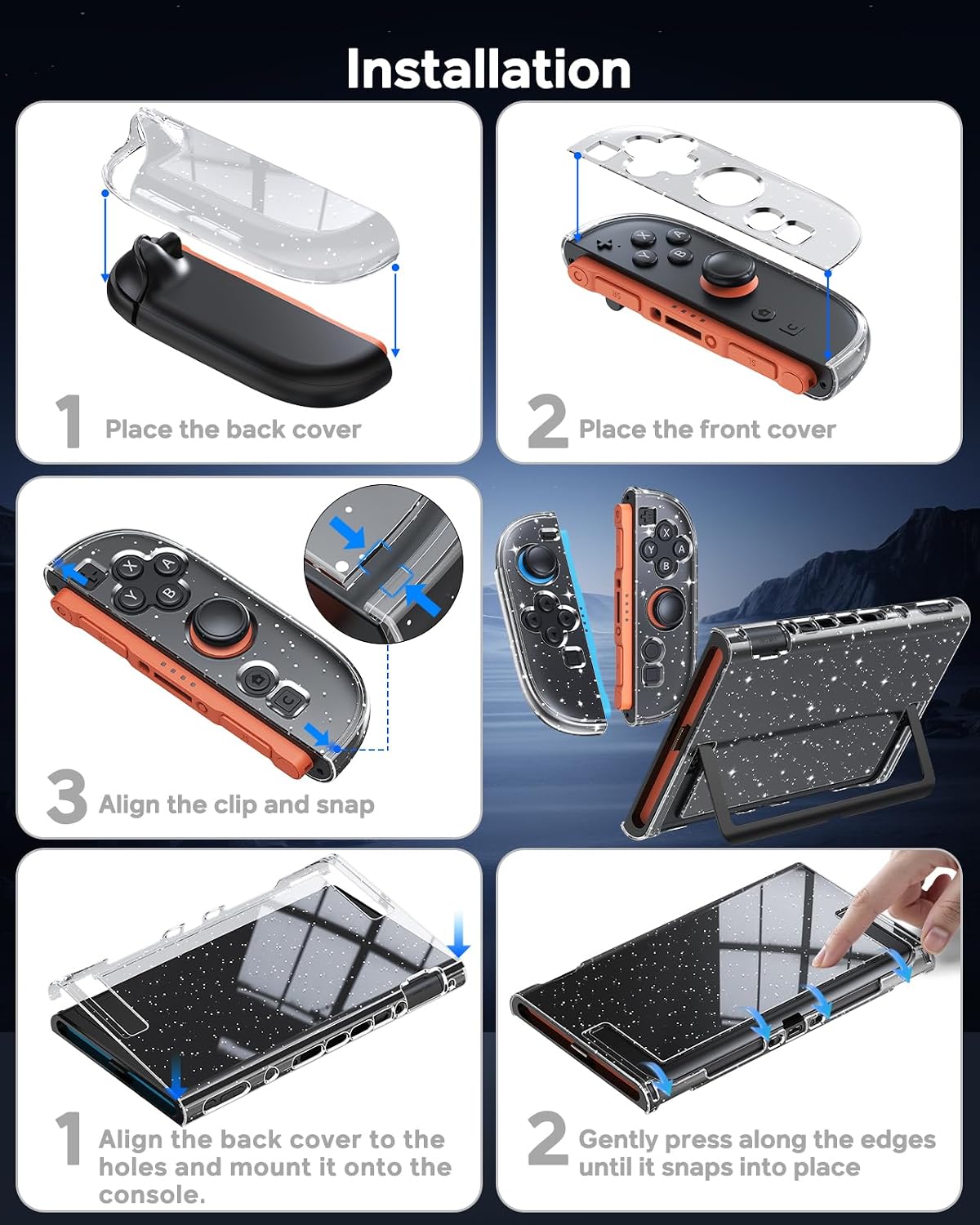 Detalle de FYOUNG Switch 2 Cover Case: Crystal Hard Protective Shell with Glass Screen Protector