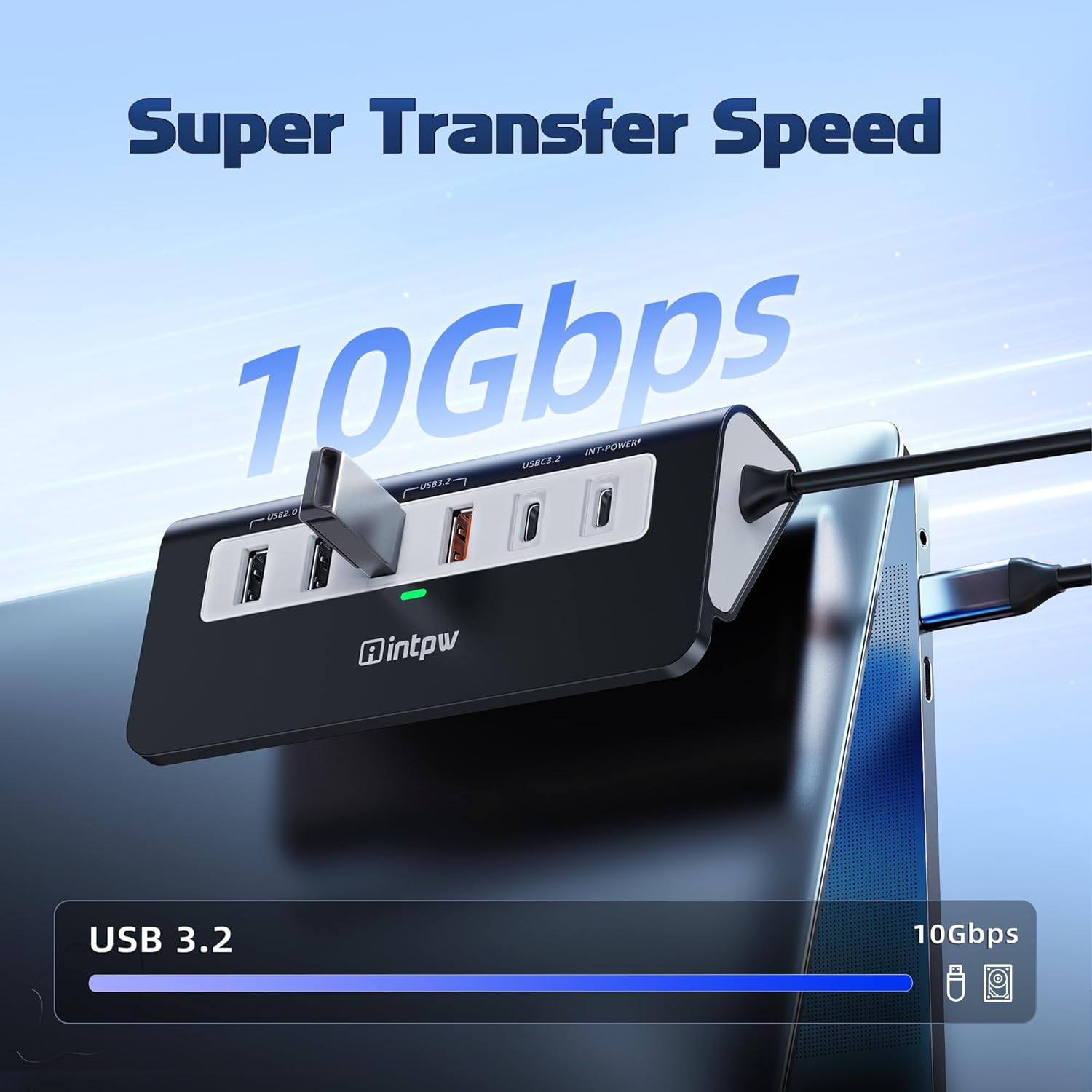 Thumbnail 2 de Intpw USB-C Hub 10 Gbit/s 9-in-1 Docking Station mit HDMI 4K@60 Hz und 100 W PD