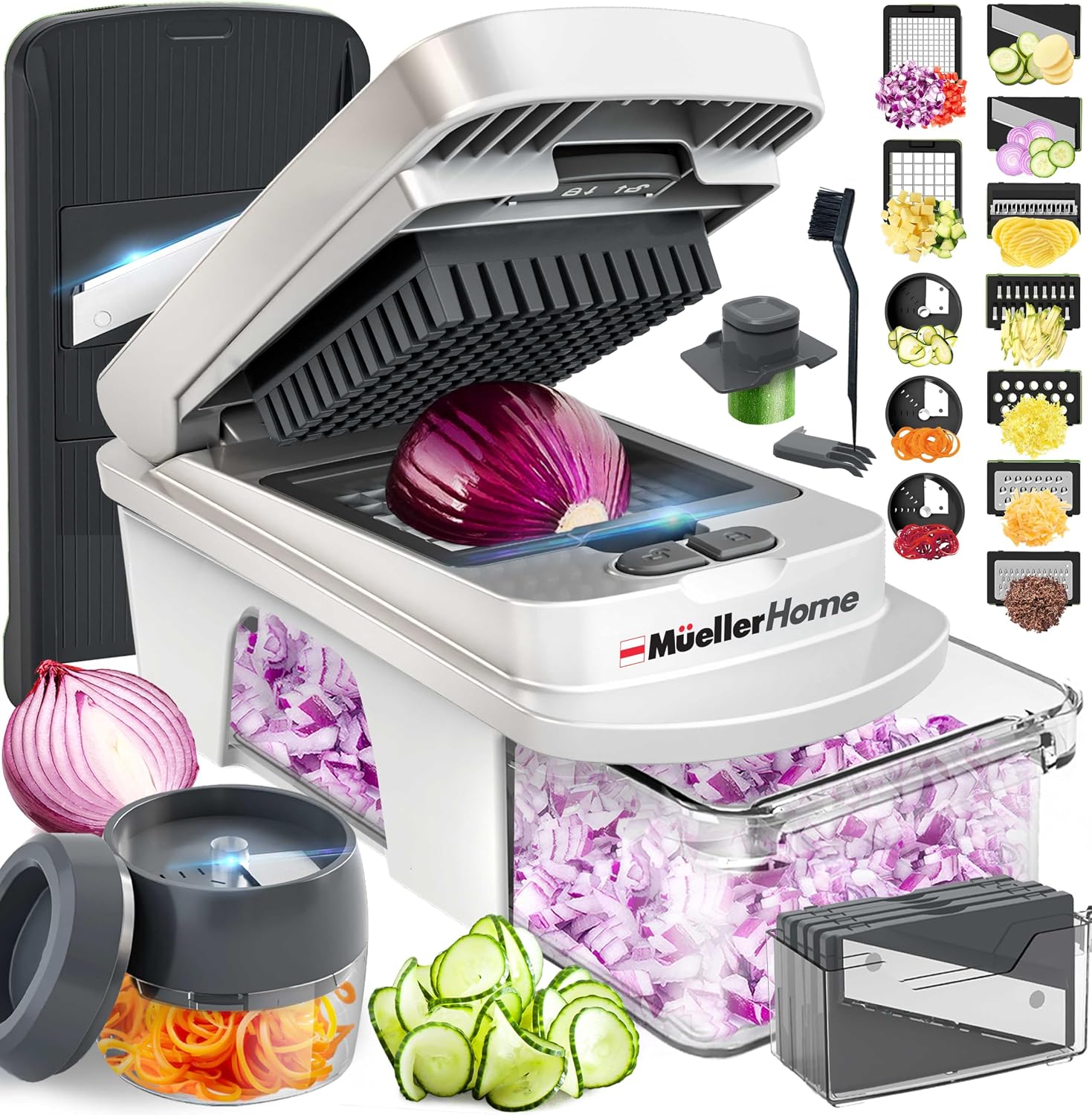 Detalle de Mueller Pro-Series 12-Blade Mandoline Slicer, Chopper & Spiralizer