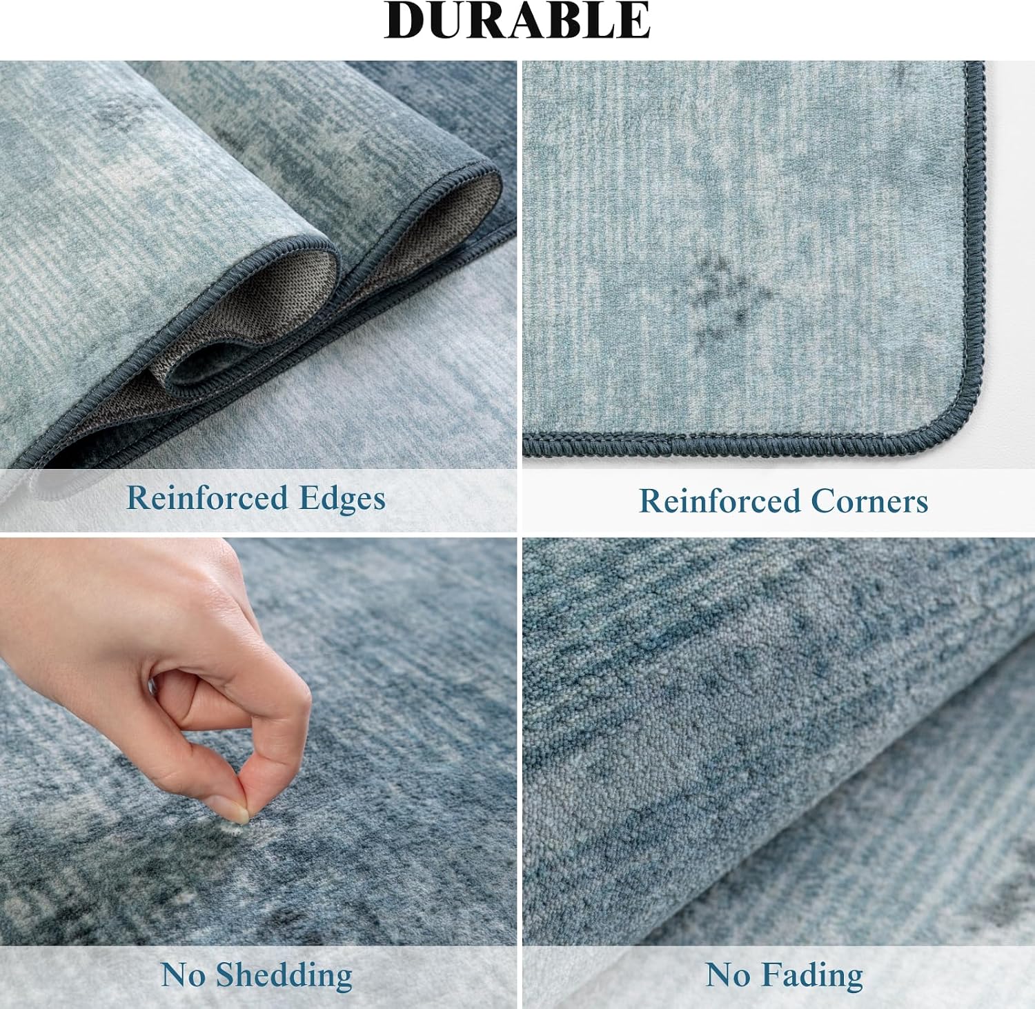 Detalle 2 de LIANLAM QYDD5-912-BE-2 9' x 12' Washable Blue Low-Pile Area Rug