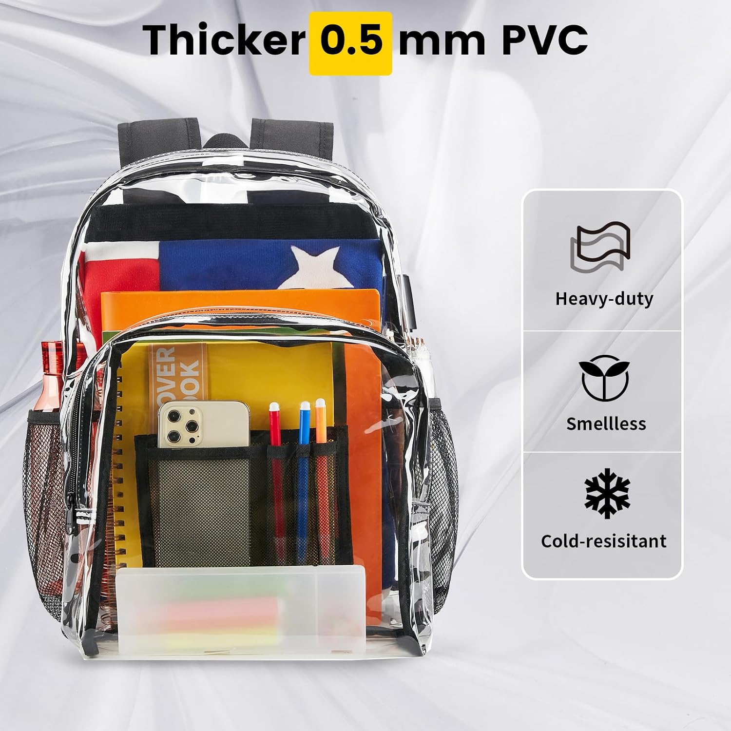 Thumbnail 4 de Vorspack Clear Backpack Heavy Duty PVC Transparent Backpack (Extra Large, Black)